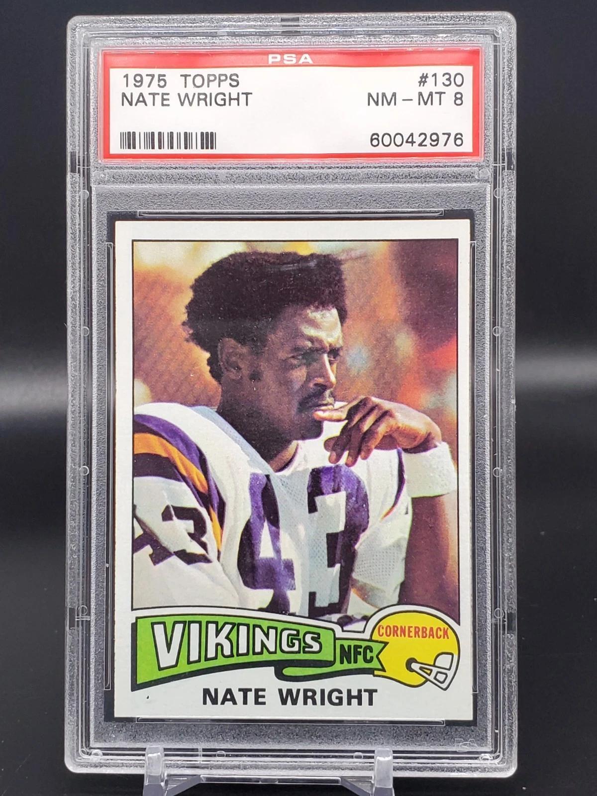 Nate Wright 1975 Topps Minnesota Vikings 130 PSA 8