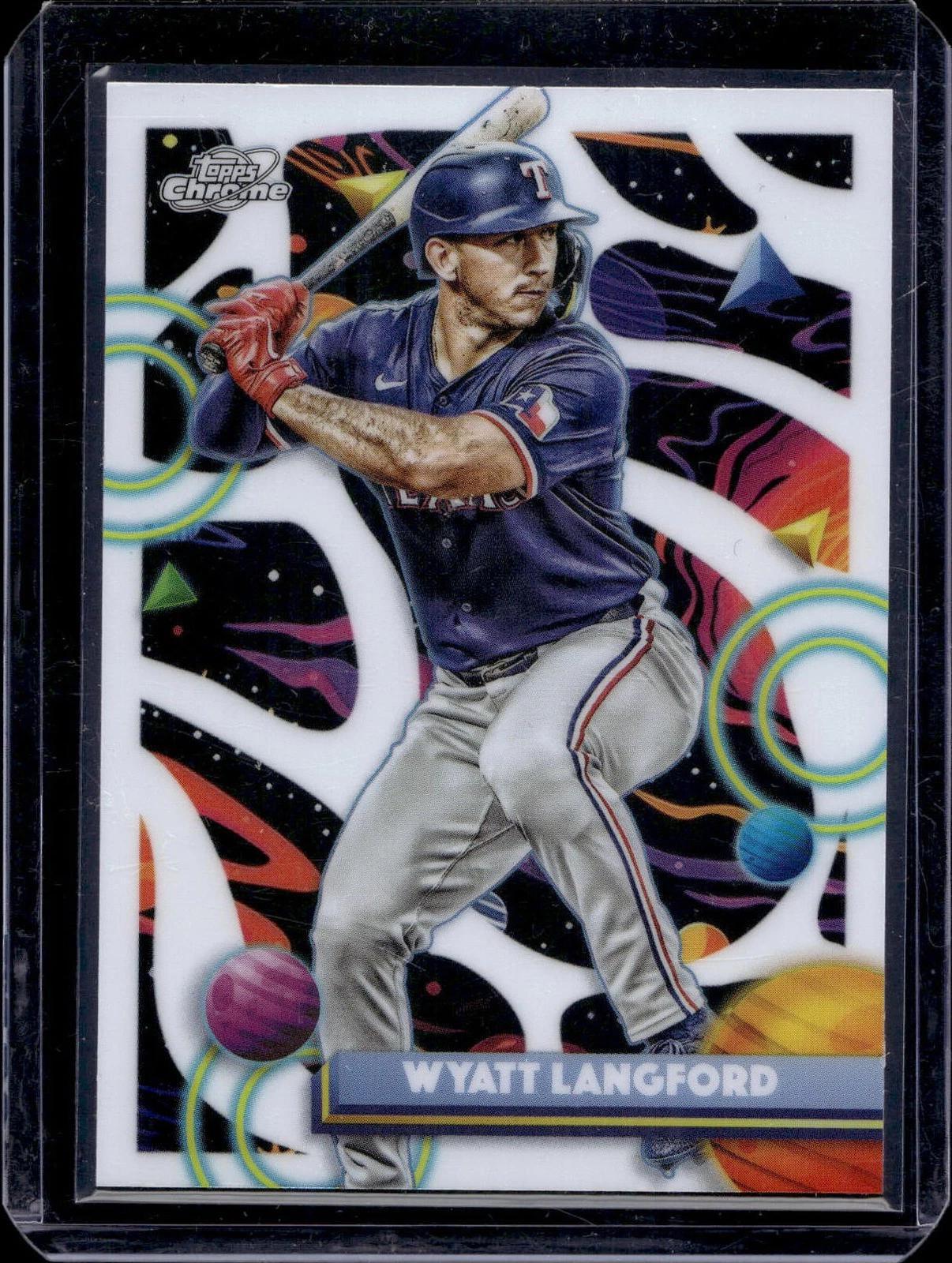 Wyatt Langford 2025 Topps Chrome Cosmic White Hole Refractor Texas Rangers 189
