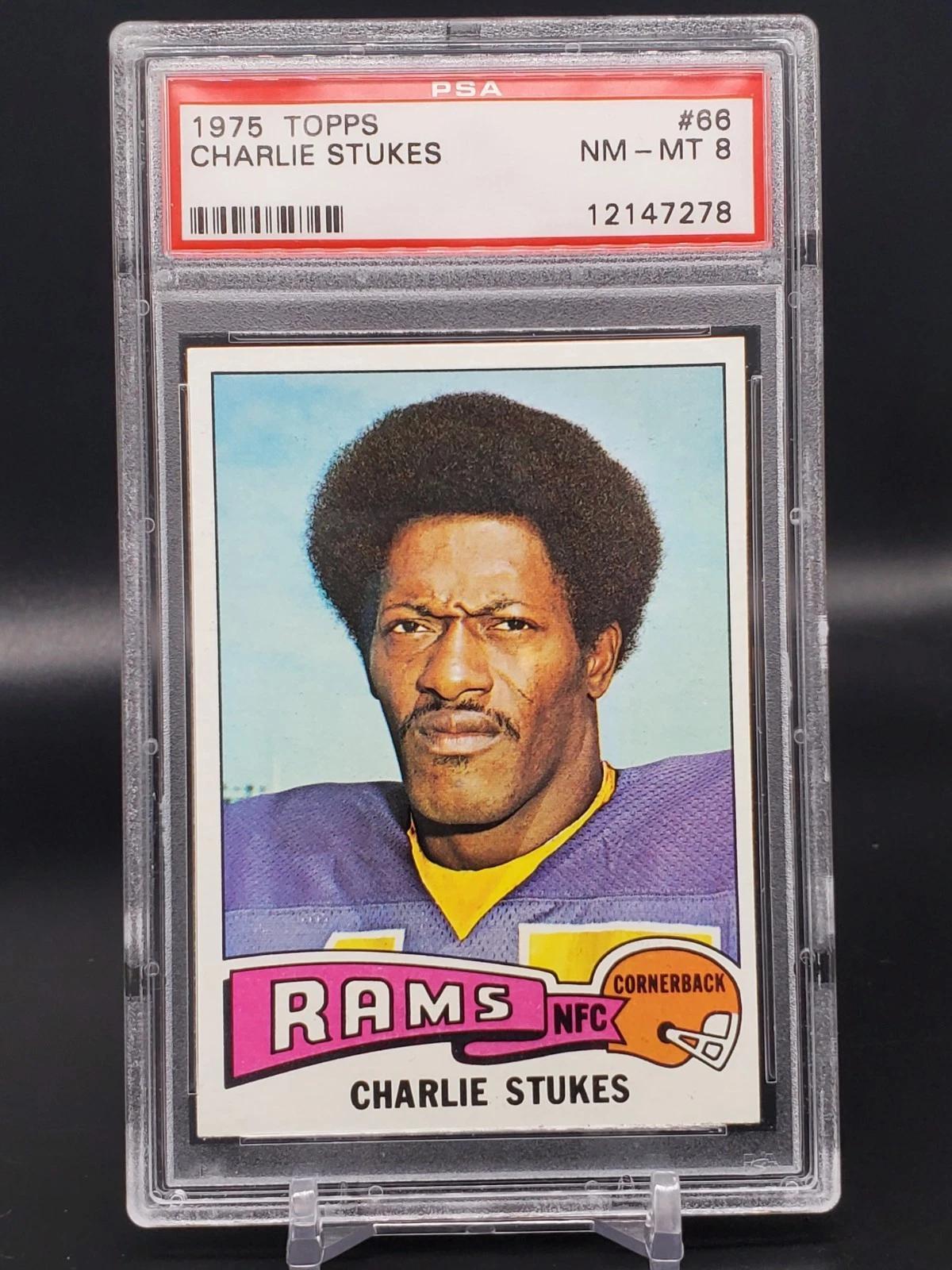 Charlie Stukes 1976 Topps Los Angeles Rams 66 PSA 8