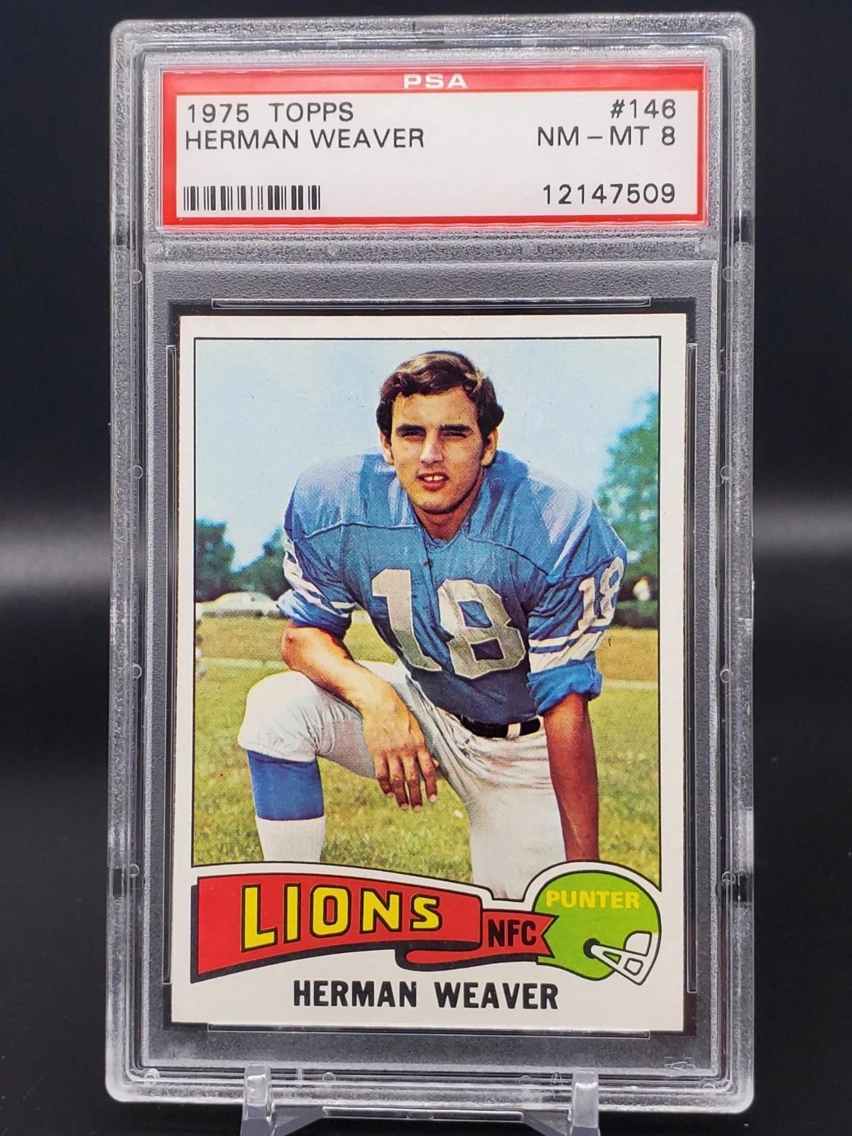 Herman Weaver 1975 Topps Detroit Lions 146 PSA 8