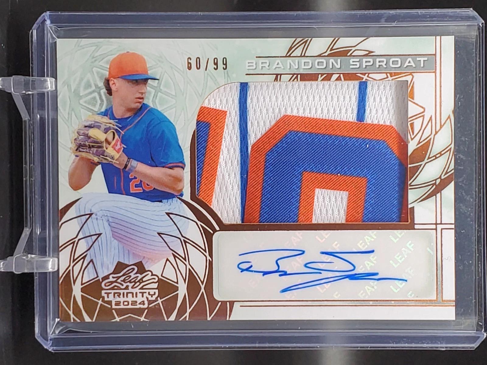 Brandon Sproat 2024 Leaf Trinity Patch Auto /99 New York Mets PA-BS2