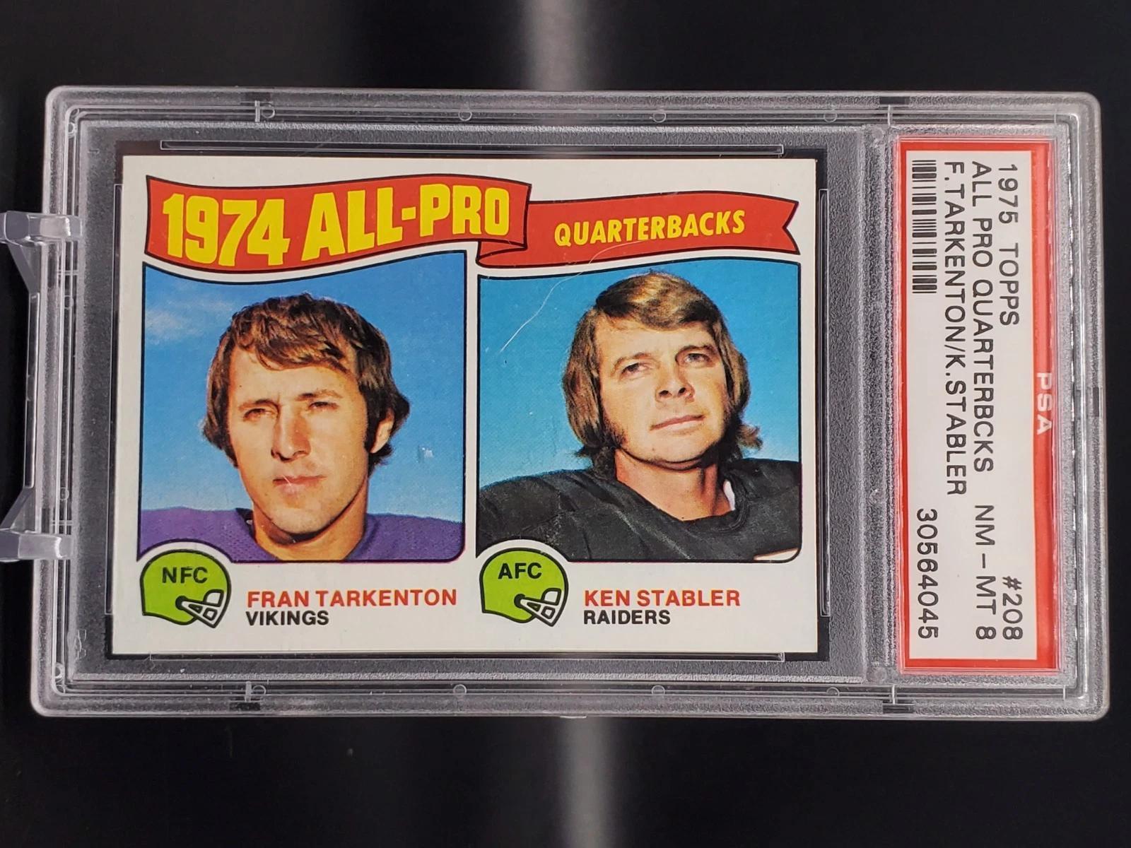 Fran Tarkenton Ken Stabler 1975 Topps All-Pro Minnesota Vikings Oakland Raiders 208 PSA 8