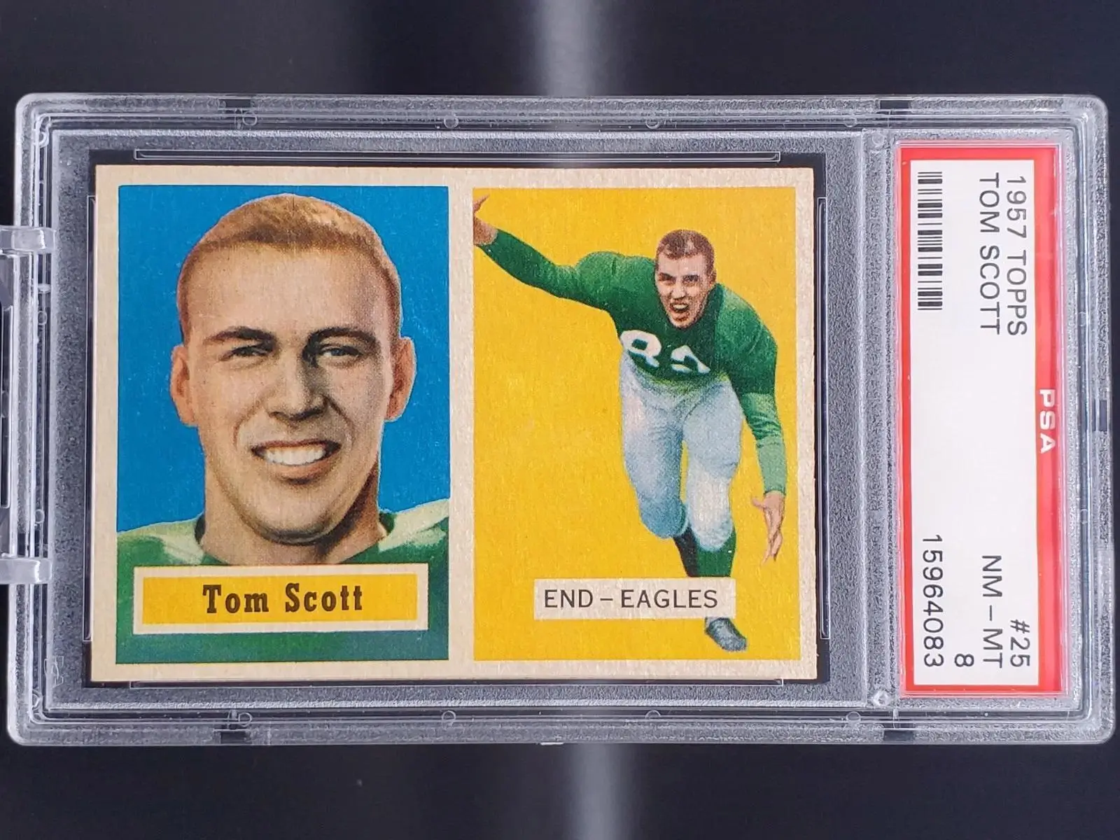 Tom Scott 1957 Topps Philadelphia Eagles 25 PSA 8