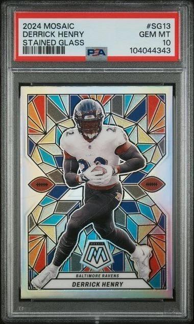 Derrick Henry 2024 Panini Mosaic Stained Glass Baltimore Ravens SG-13 PSA 10
