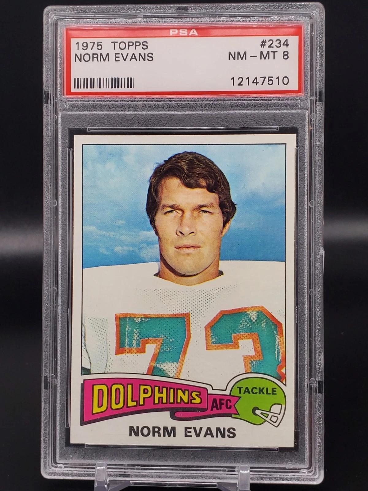 Norm Evans 1975 Topps Miami Dolphins 234 PSA 8