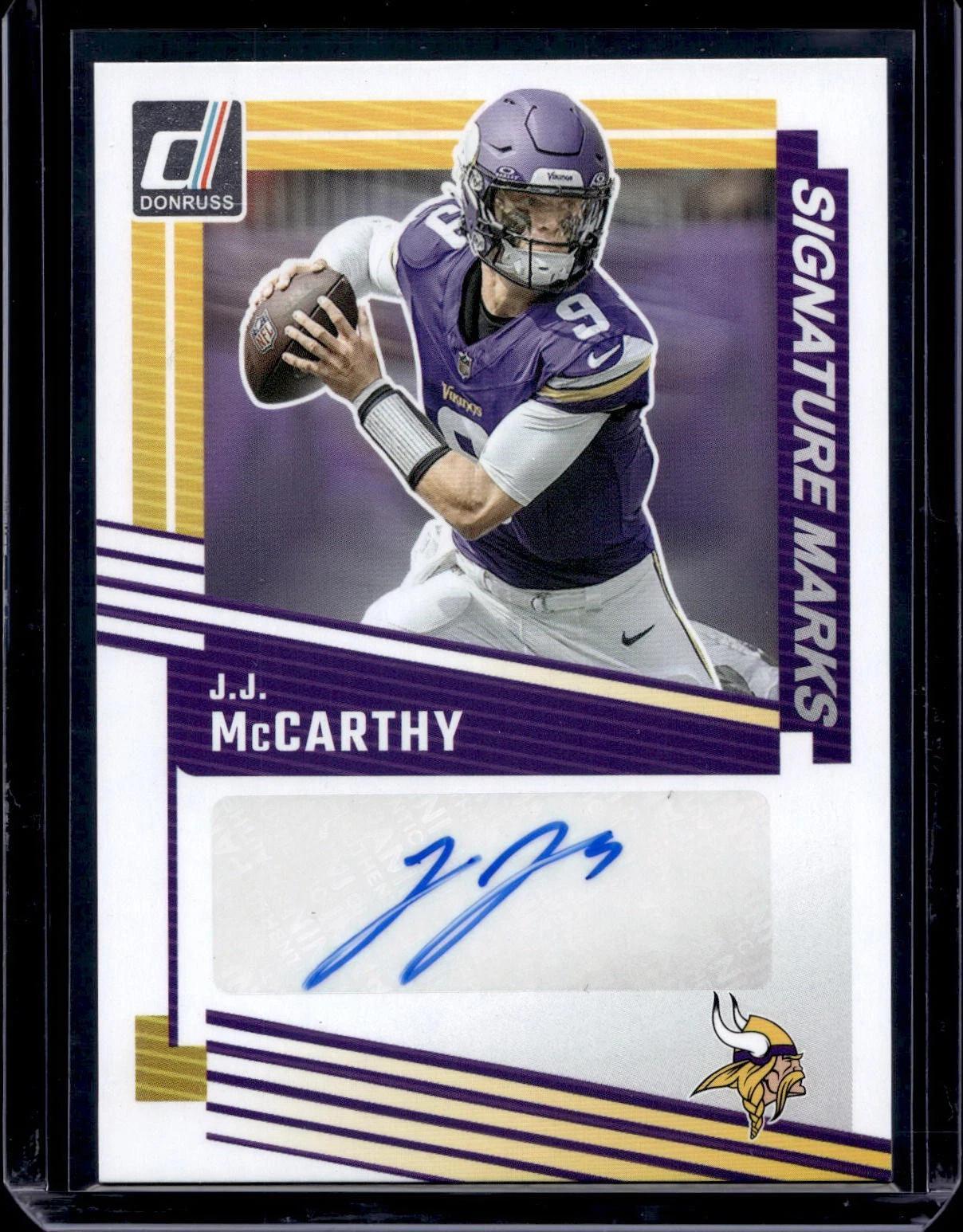 J.J. McCarthy 2025 Donruss Signature Marks Minnesota Vikings SM-JMY