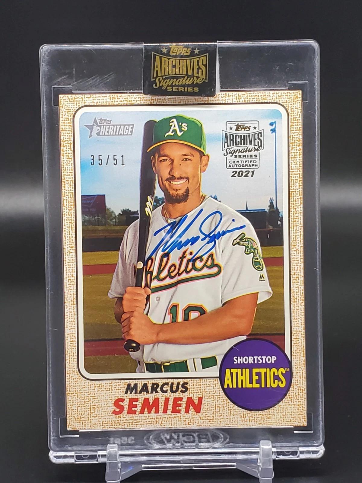 Marcus Semien 2021 Topps Archives Signature Auto /51 Oakland Athletics