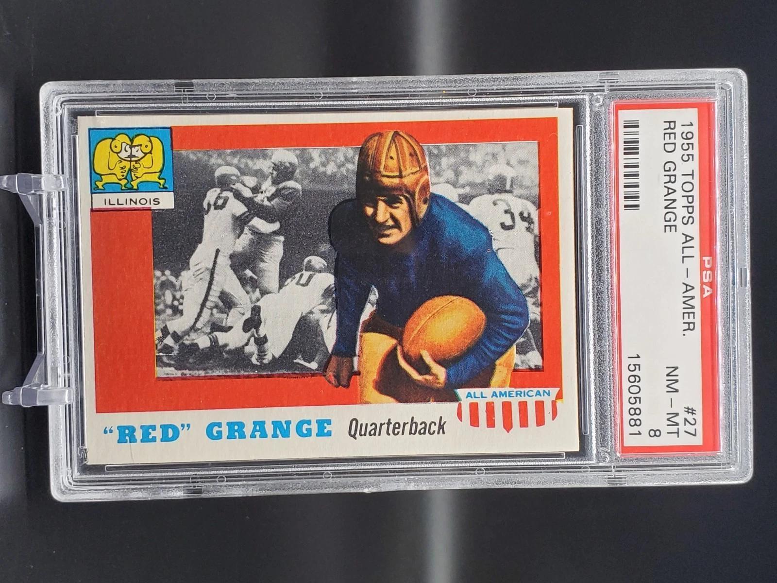Red Grange 1955 Topps All-American Rookie Illinois Fighting Illini 27 PSA 8