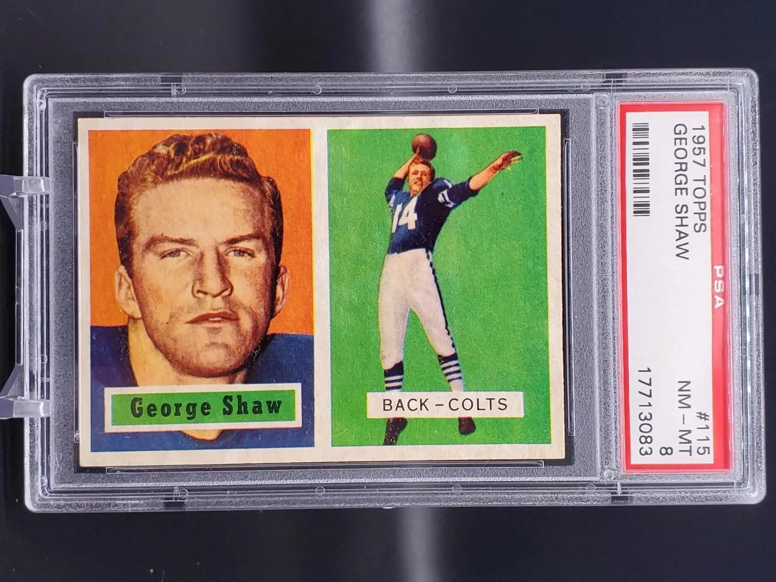 George Shaw 1957 Topps Baltimore Colts 115 PSA 8