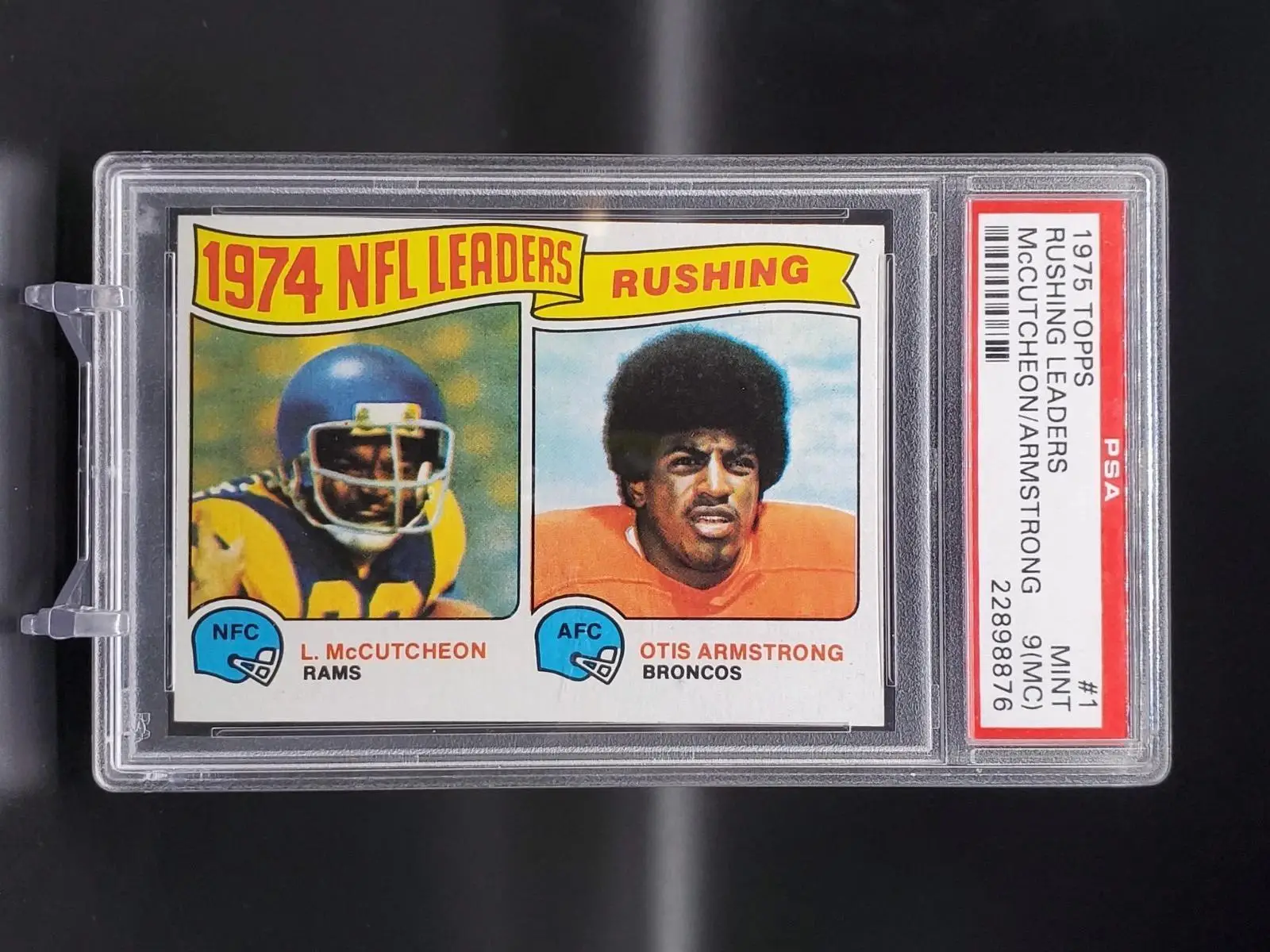 Lawrence McCutcheon Otis Armstrong 1975 Topps 1 PSA 9 Rams Broncos (MC)