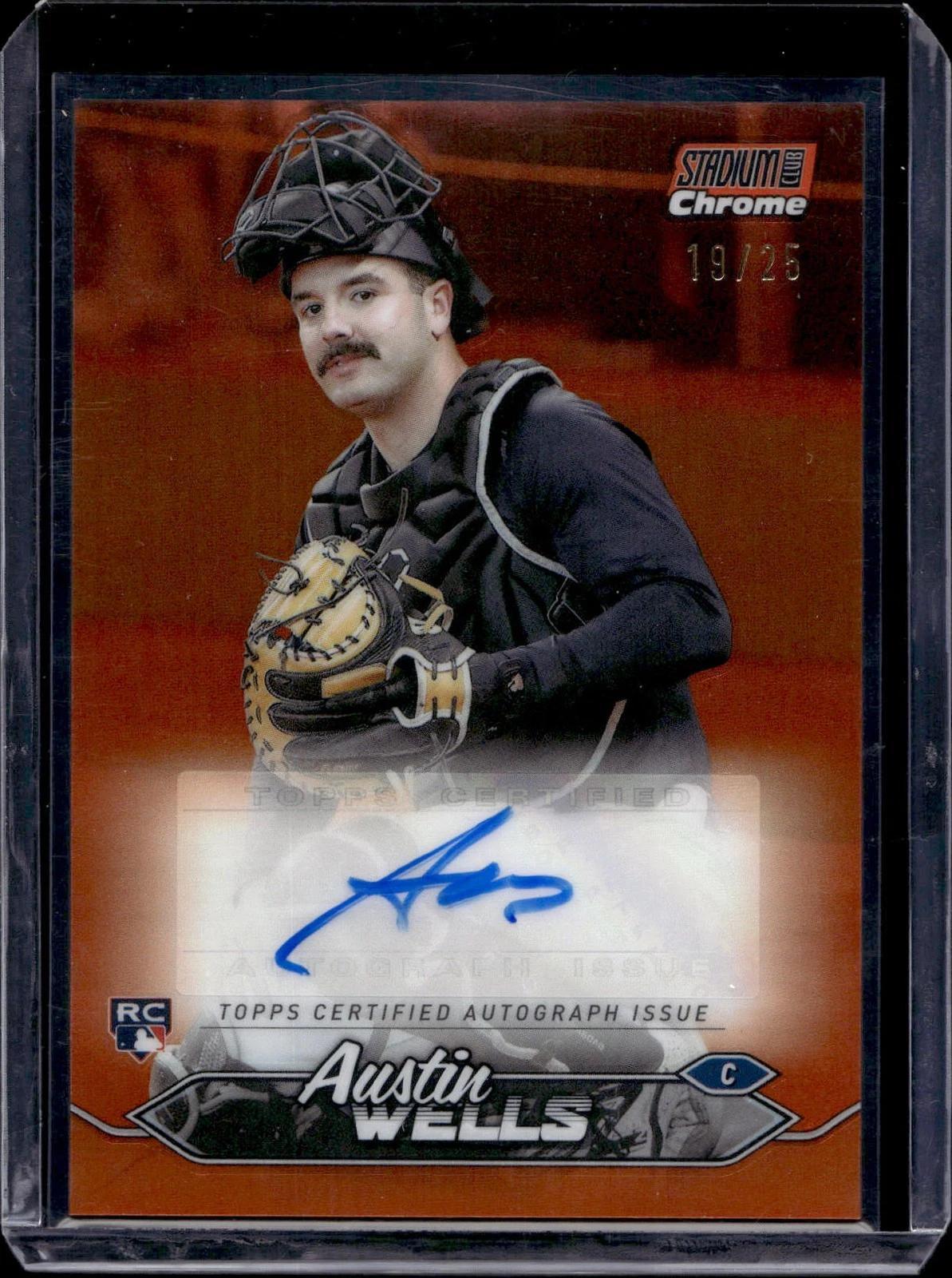 Austin Wells 2024 Stadium Club Chrome Orange Auto /25 New York Yankees SCCA-AW
