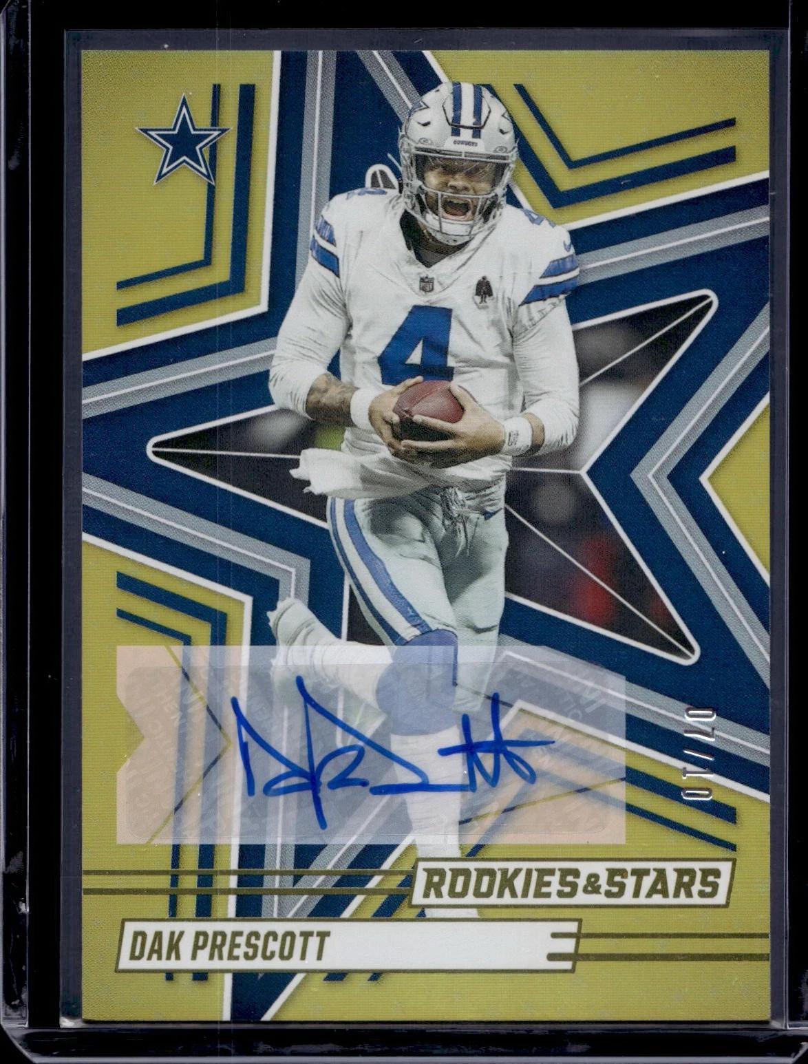 Dak Prescott 2025 Panini Rookies & Stars Gold Auto /10 Dallas Cowboys 38