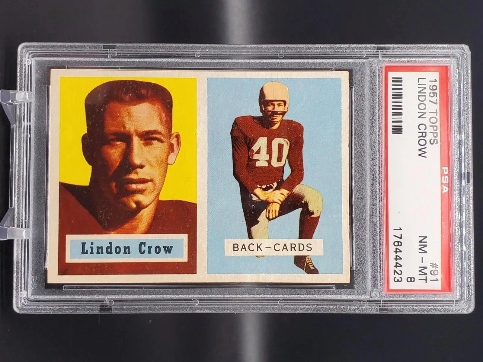Lindon Crow 1957 Topps Chicago Cardinals 91 PSA 8