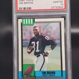 Tim Brown 1990 Topps Oakland Raiders 295 PSA 10
