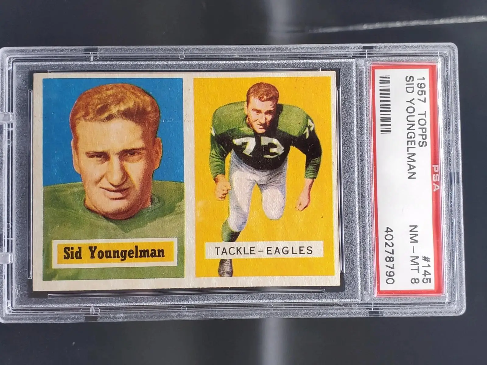 Sid Youngelman 1957 Topps Philadelphia Eagles 145 PSA 8