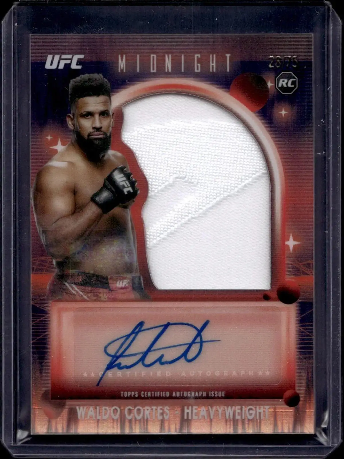 Waldo Cortes 2025 Topps Midnight UFC Rookie Relic Dusk Auto /75 RRA-WC