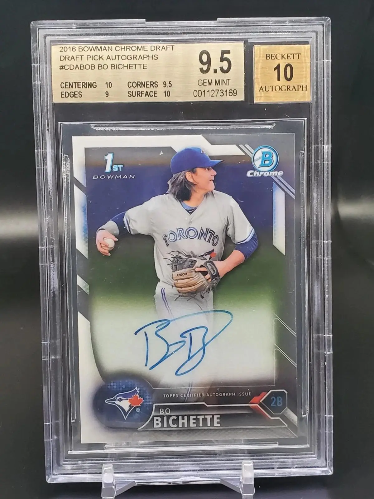 Bo Bichette 2016 Bowman Chrome Draft 1st Auto Toronto Blue Jays BGS 9.5
