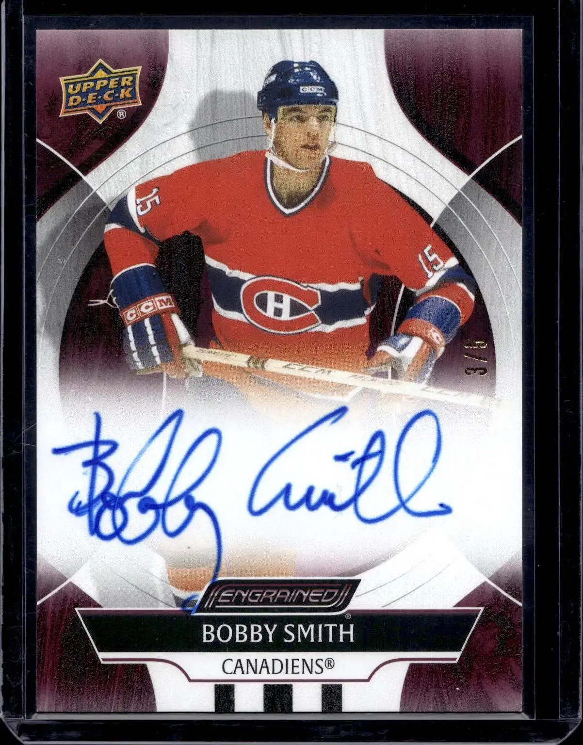Bobby Smith 2024-25 Upper Deck Engrained Icons Rosewood Auto /5 Canadiens CA-SM