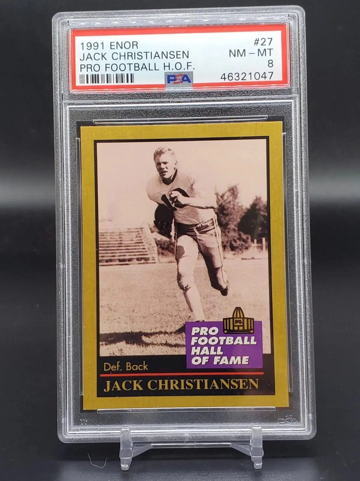 Jack Christiansen 1991 Enor Pro Football HOF Detroit Lions #27 PSA 8