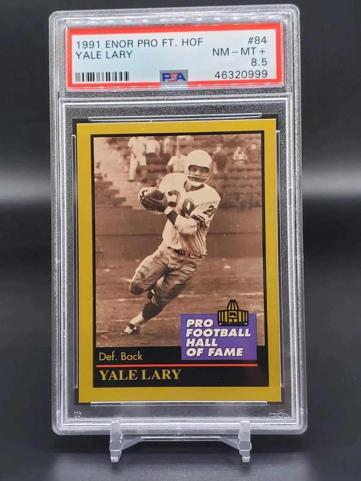 Yale Lary 1991 Enor Pro Football HOF Detroit Lions #84 PSA 8.5