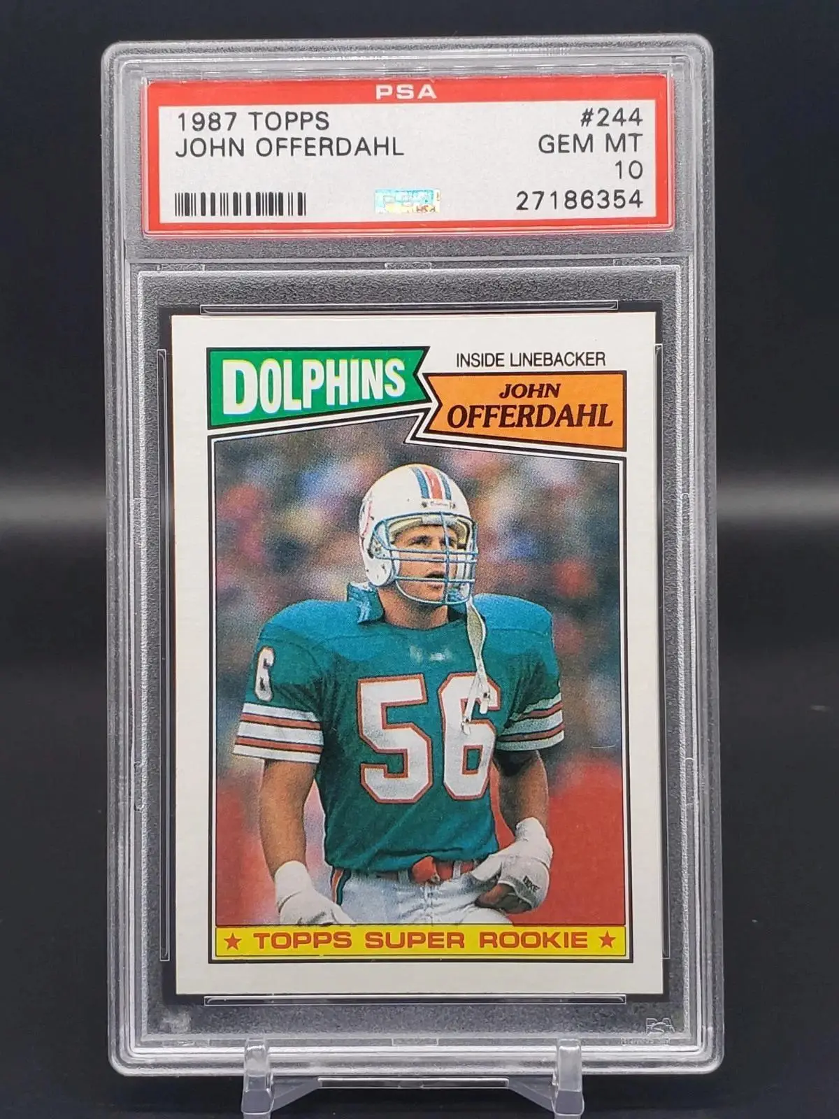 John Offerdahl 1987 Topps Rookie RC Miami Dolphins 244 PSA 10