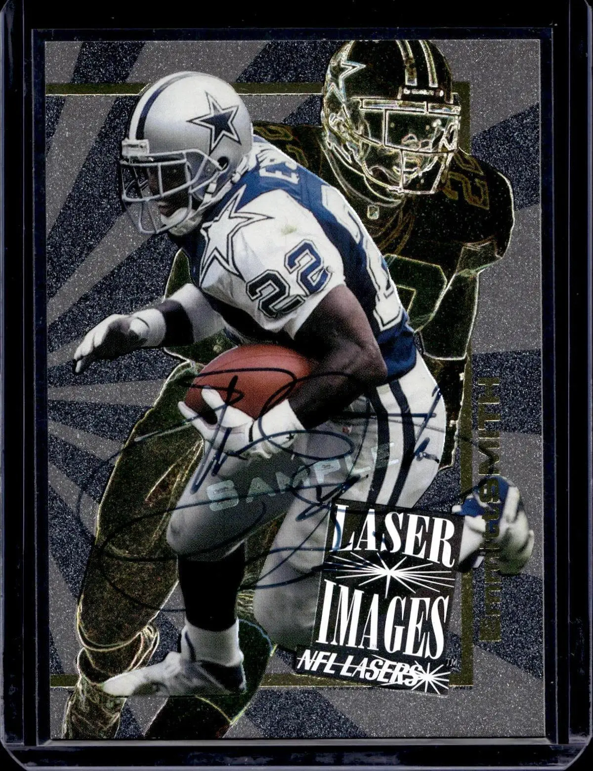 Emmitt Smith 1996 Score Board NFL Lasers Sample Auto /1996 Dallas Cowboys