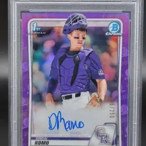 Drew Romo 2020 Bowman Draft 1st Chrome Purple Auto /250 Rockies CDA-DR PSA 10