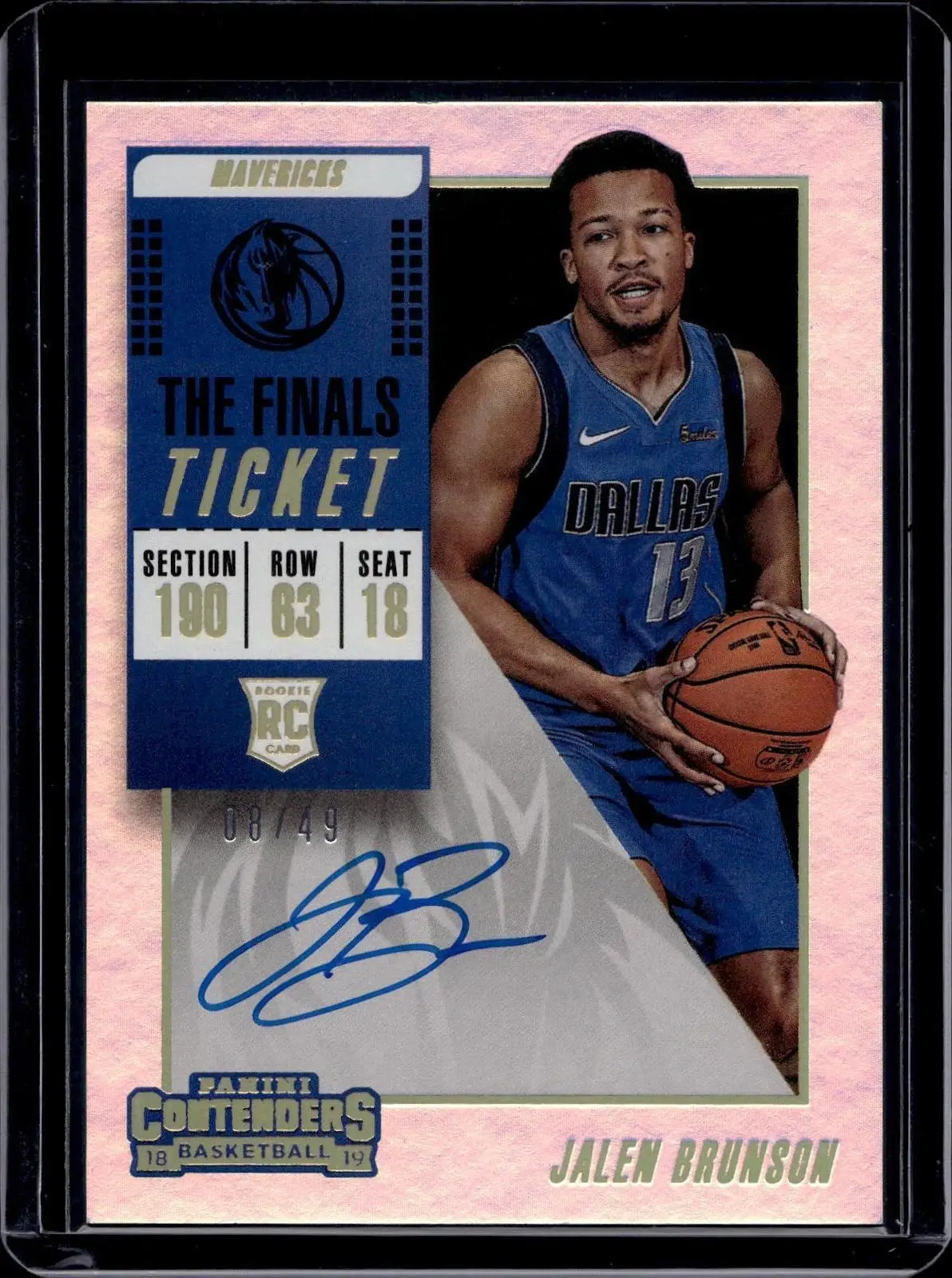 Jalen Brunson 2018-19 Panini Contenders RC The Finals Ticket Auto /49 Mavericks