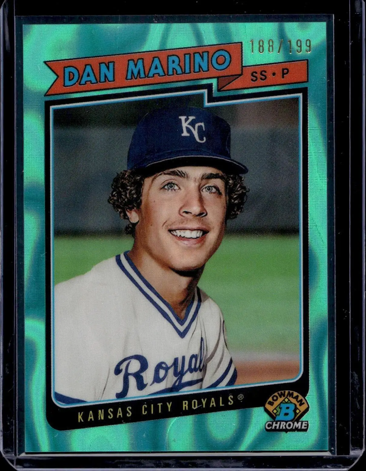 Dan Marino 2025 Bowman Draft Dream Draft Pick Aqua Lava Refractor /199 Royals 1