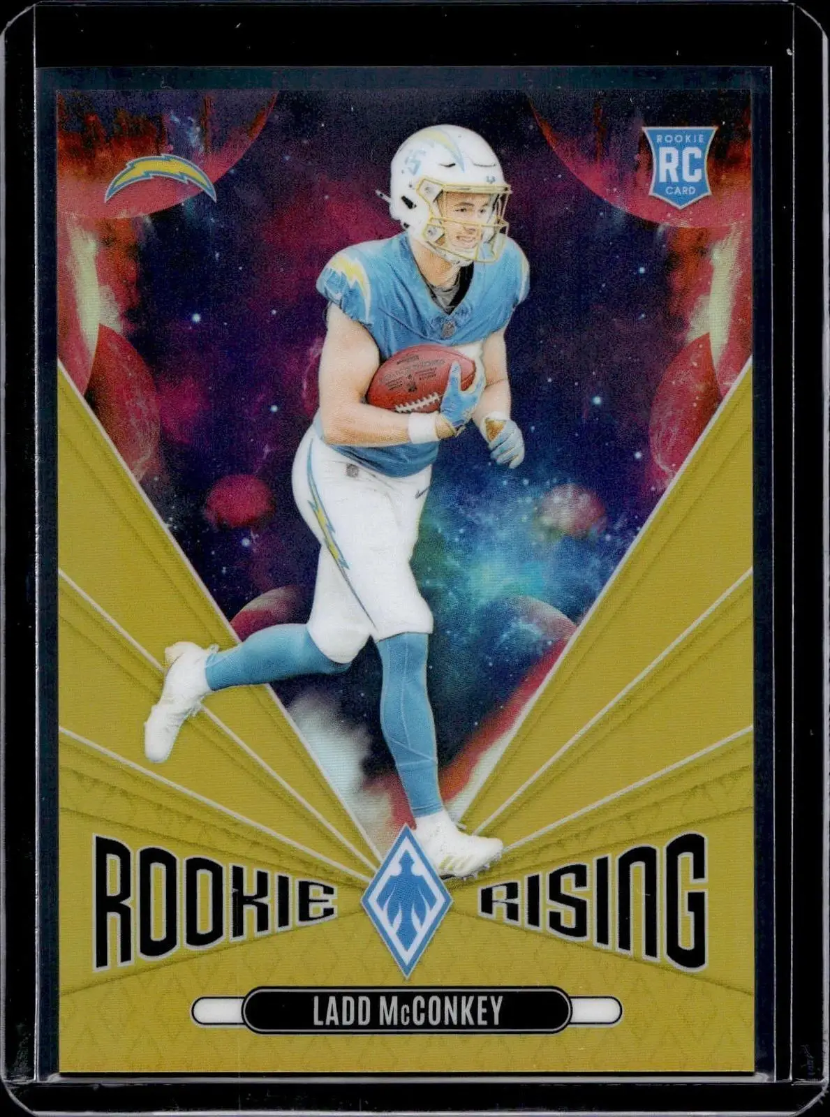 Ladd McConkey 2024 Panini Phoenix Rookie Rising Gold /10 Chargers RR-LMY