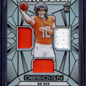 Bo Nix 2024 Panini Obsidian Trifecta Swatches Silver /99 RC Denver Broncos