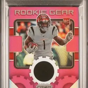 Ja'Marr Chase 2021 Prizm Pink Relic Cincinnati Bengals #RG7 PSA 8