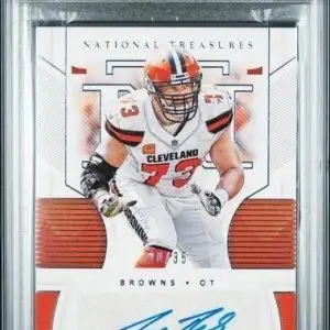 Joe Thomas 2020 National Treasures Auto /35 Cleveland Browns S-JT PSA 8