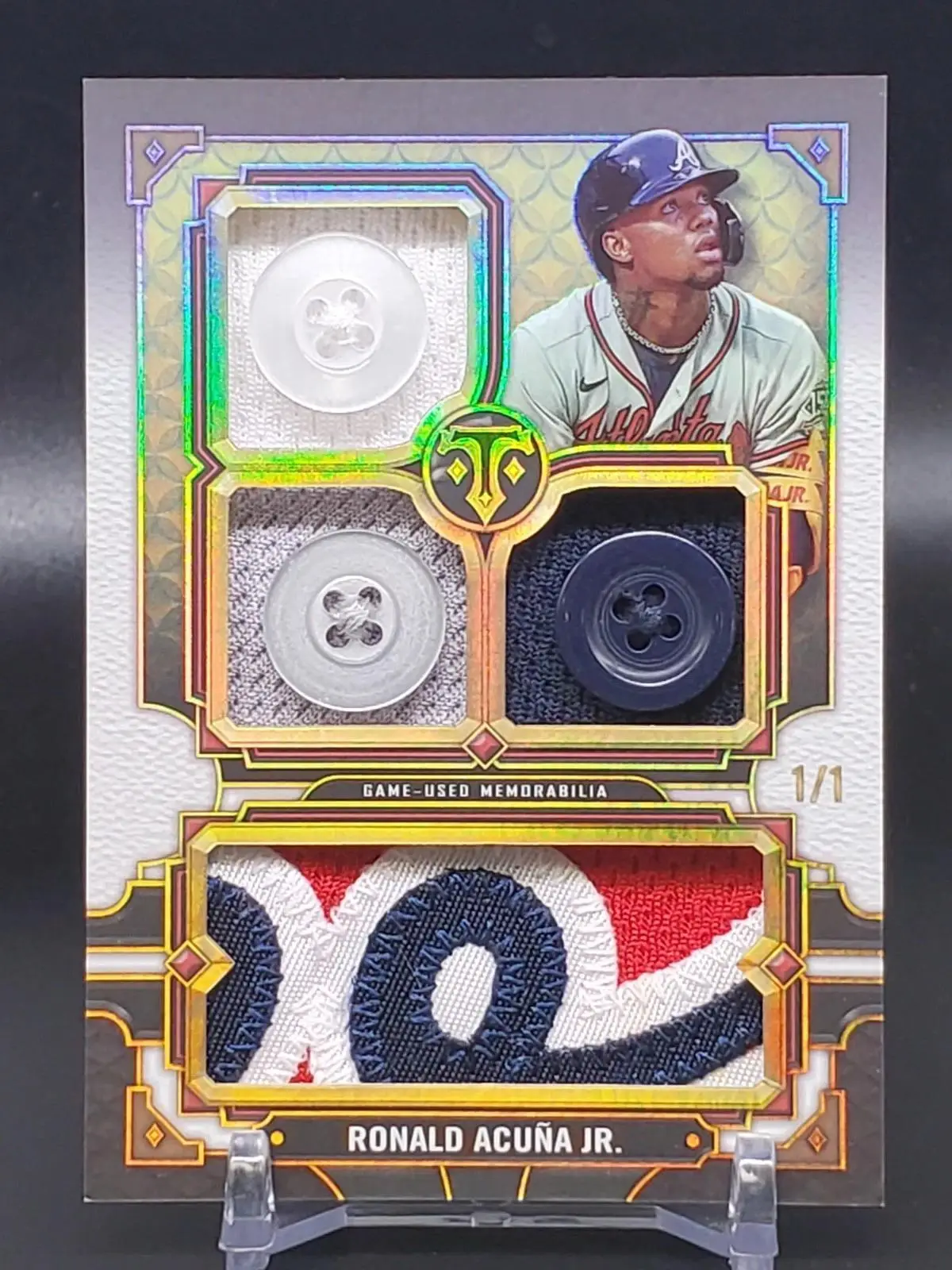 Ronald Acuna Jr 2022 Topps Triple Threads Buttoned Up Relic 1/1 Atlanta Braves
