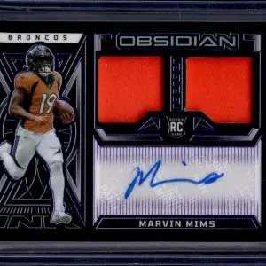 Marvin Mims 2023 Panini Obsidian RC Purple Auto /75 Denver Broncos RJI-MMI