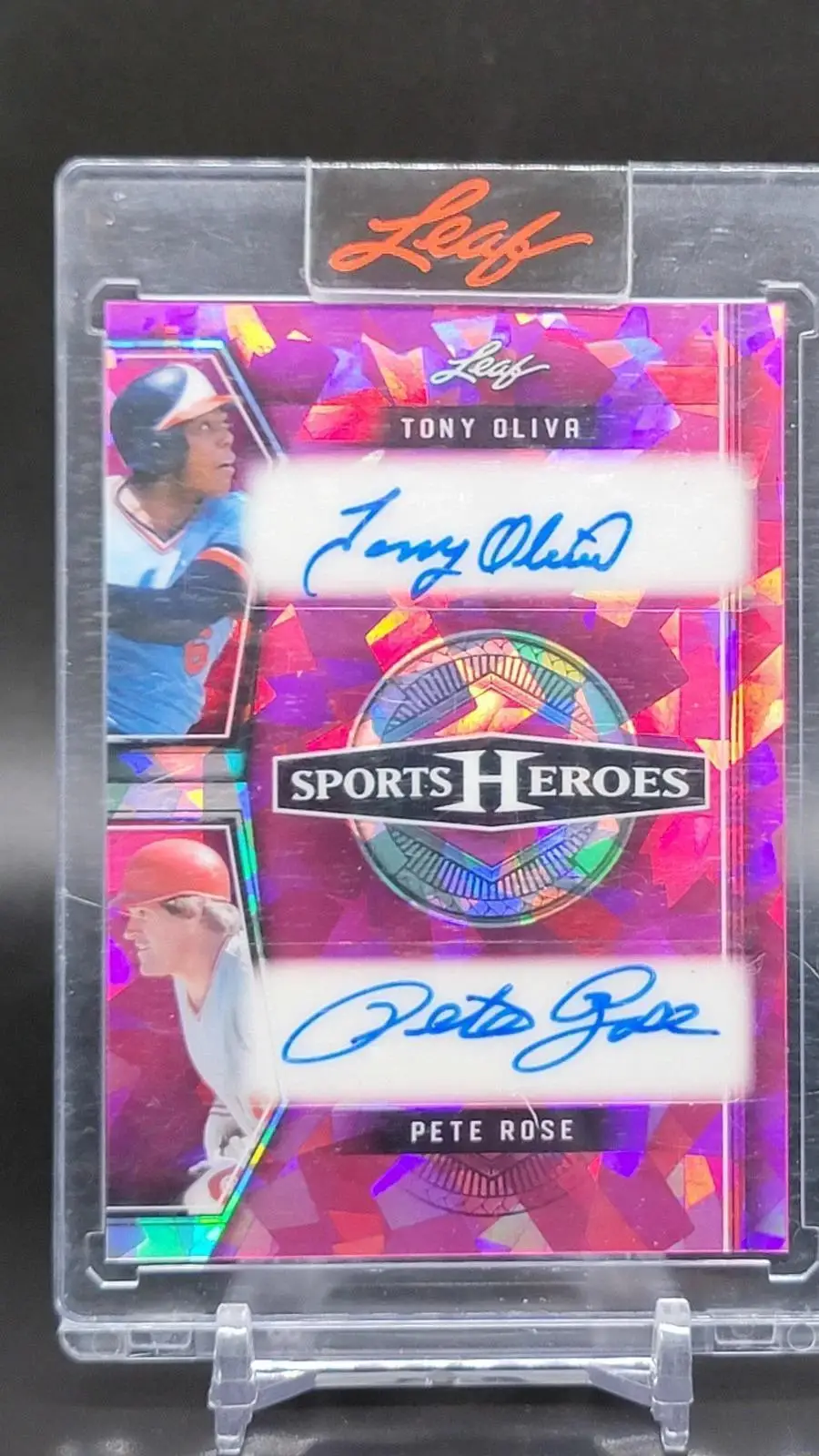Tony Oliva Pete Rose 2025 Leaf Sport Heroes Pink Auto /5 Twins Reds H2-20