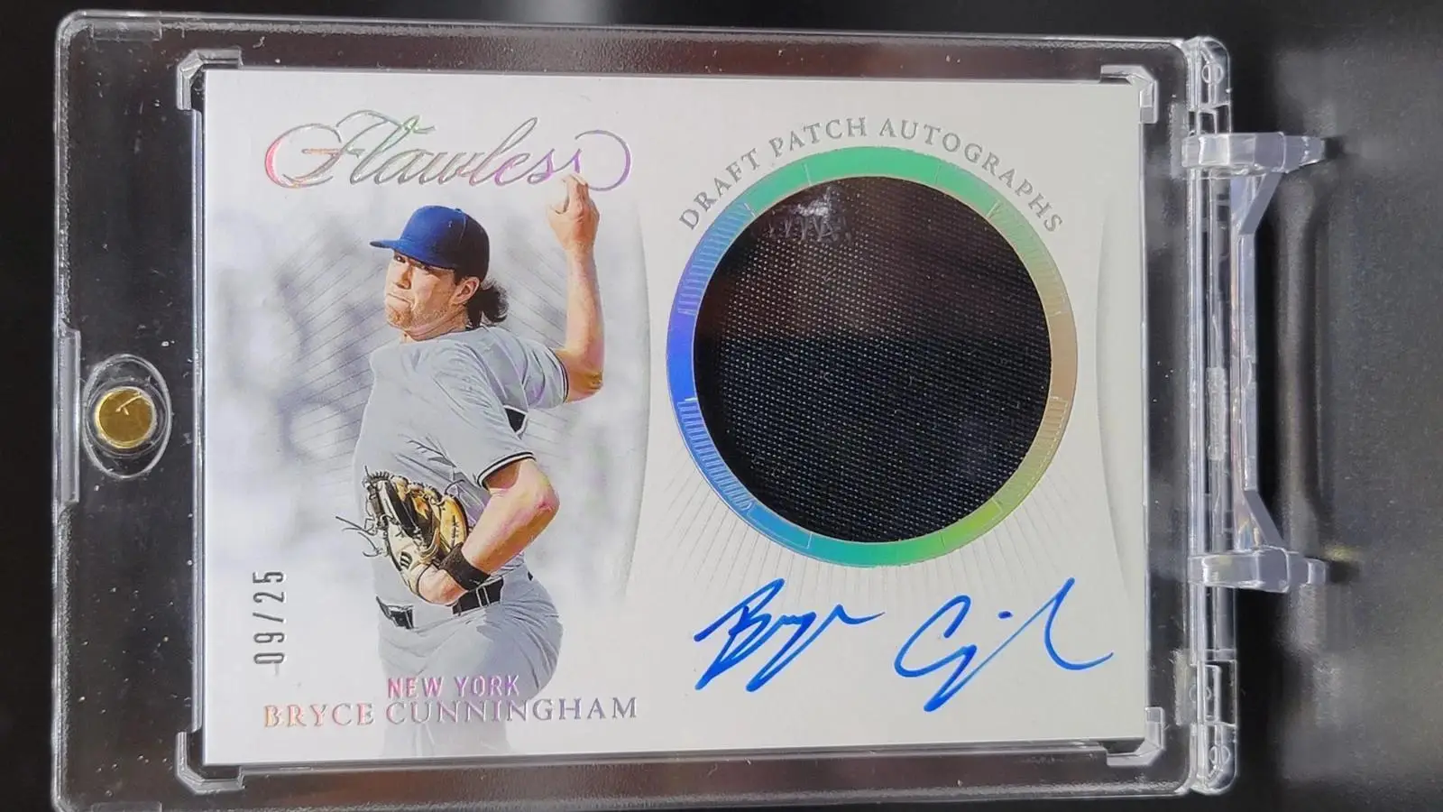 Bryce Cunningham 2025 Panini Flawless Draft Patch Auto /25 New York Yankees