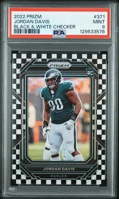 Jordan Davis 2022 Prizm Black & White Checker Philadelphia Eagles 371 PSA 9