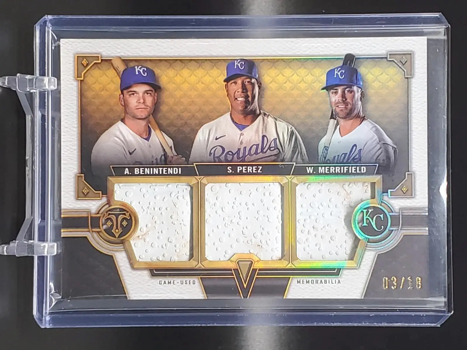 Benintendi Perez Merrifield 2022 Topps Triple Threads Base Relic /18 Royals