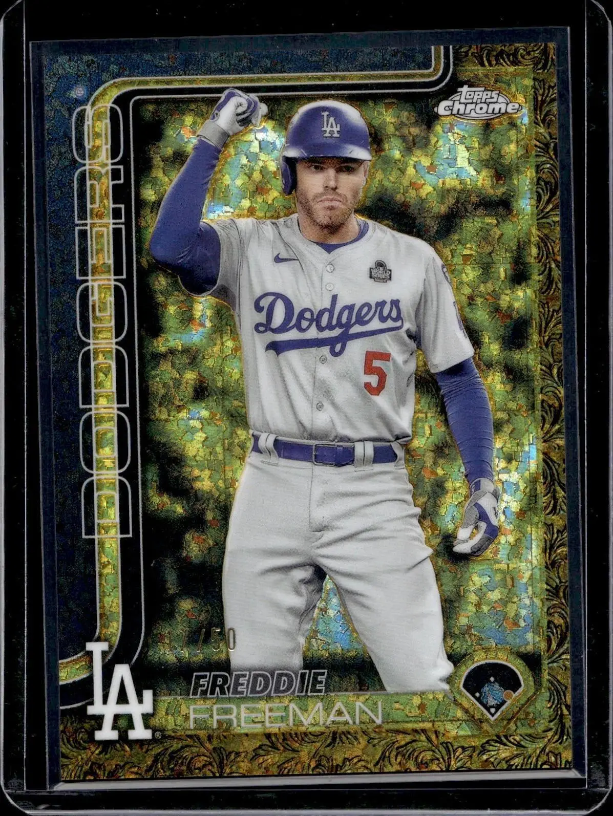 Freddie Freeman 2025 Topps Gilded Gold Refractor /50 Los Angeles Dodgers 25