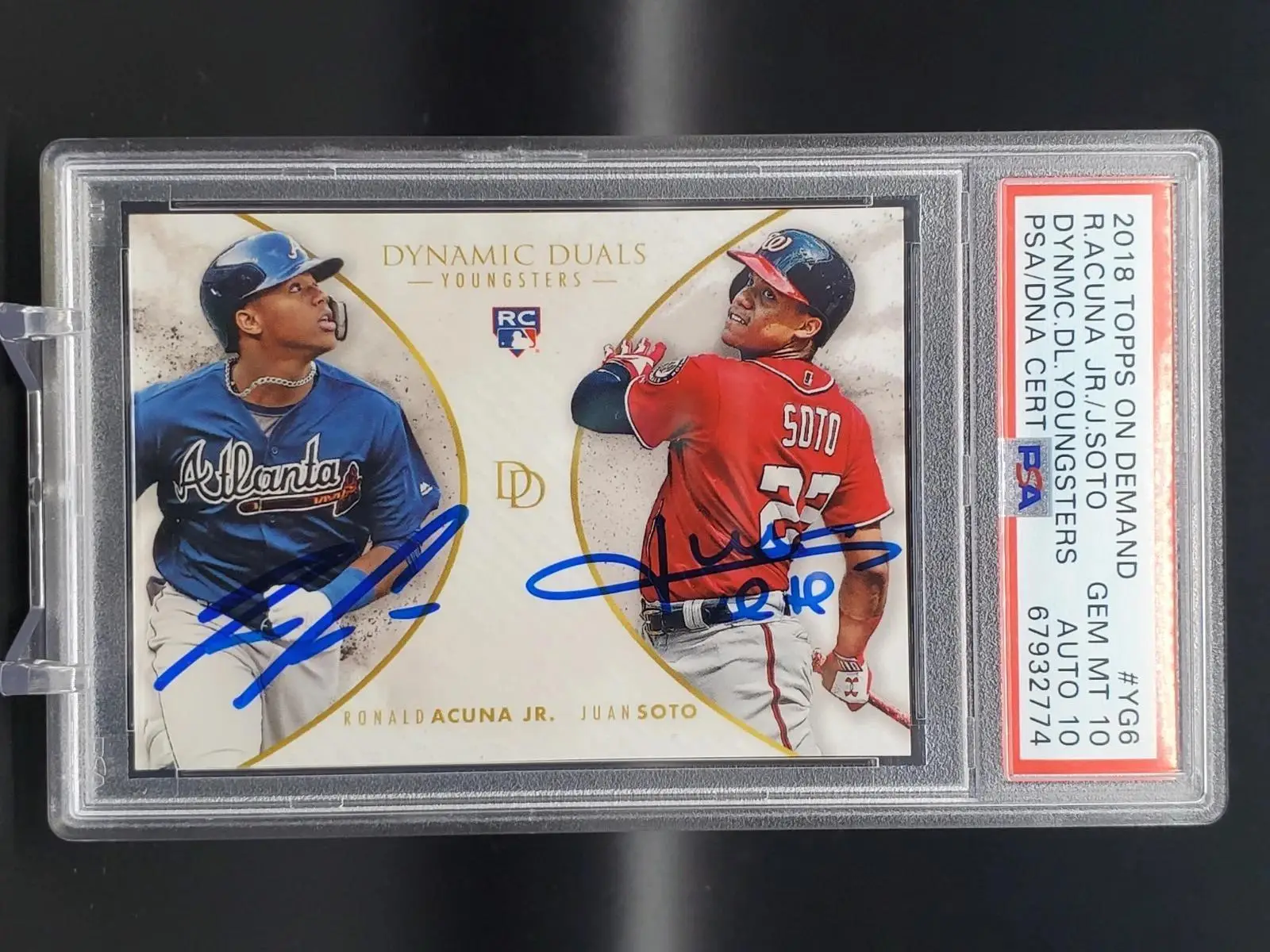 Ronald Acuna Jr Juan Soto 2018 Topps On Demand Youngsters Auto RC YG6 PSA 10