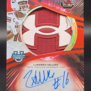 LaNorris Sellers 2025 Bowman U Best Red Jumbo Patch Auto 5/5 Gamecocks JRA-LS