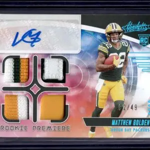 Matthew Golden 2025 Panini Absolute RC Quad Relic Auto /49 Green Bay Packers