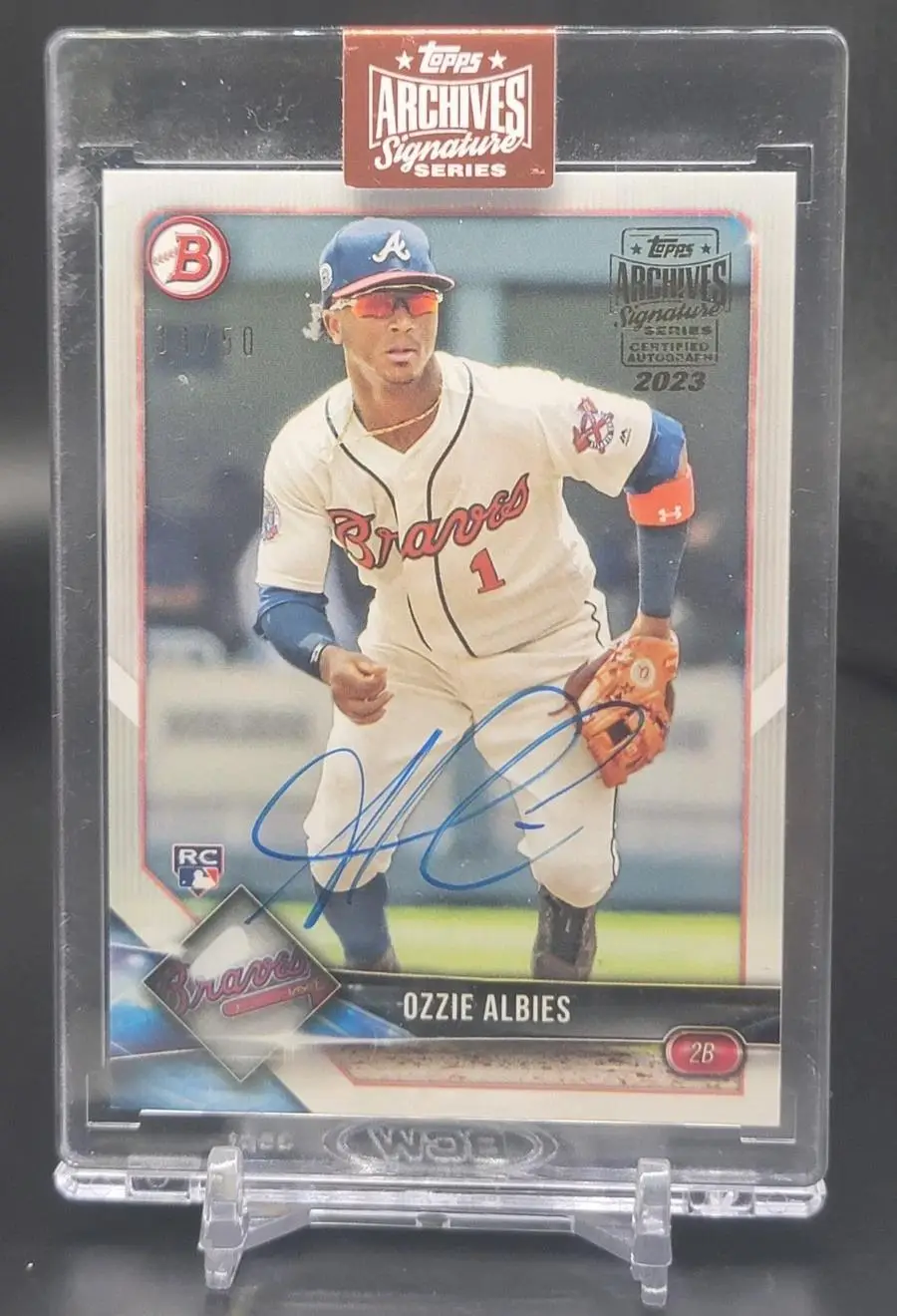 Ozzie Albies 2018 Bowman Archives Auto /50 Atlanta Braves #62