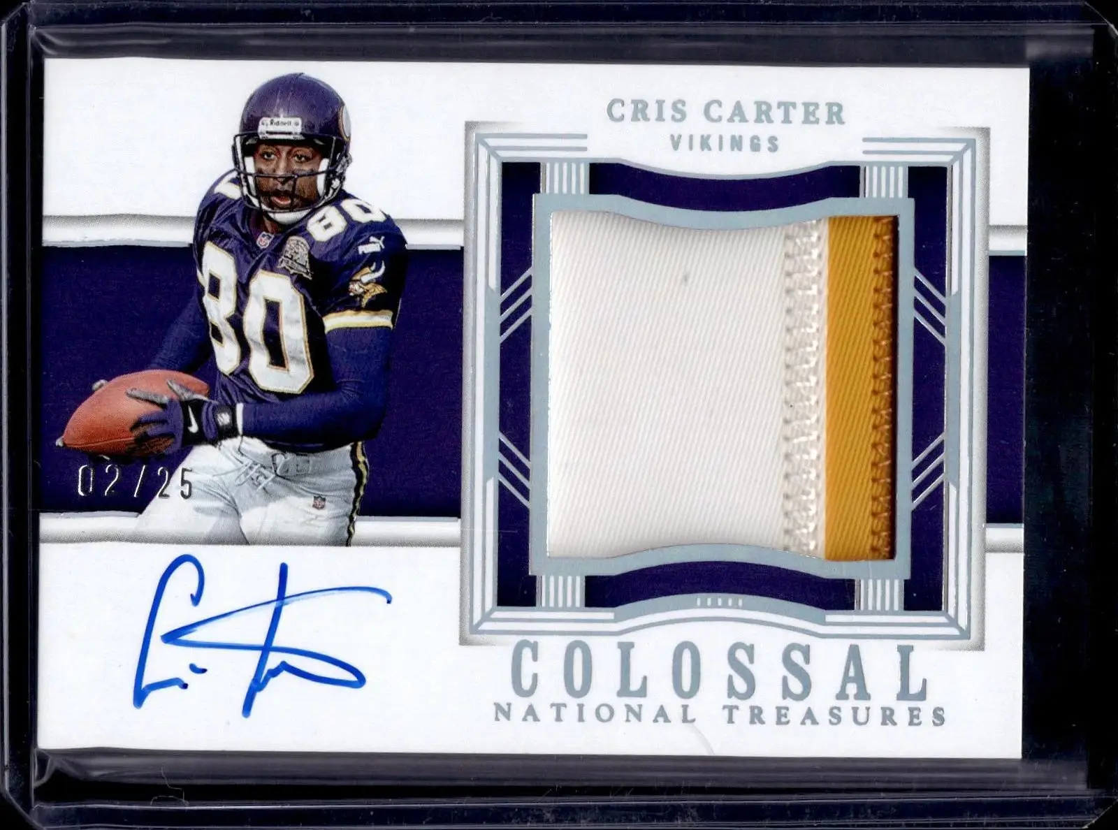 Cris Carter 2023 National Treasures Colossal Auto /25 Minnesota Vikings COL-CCA
