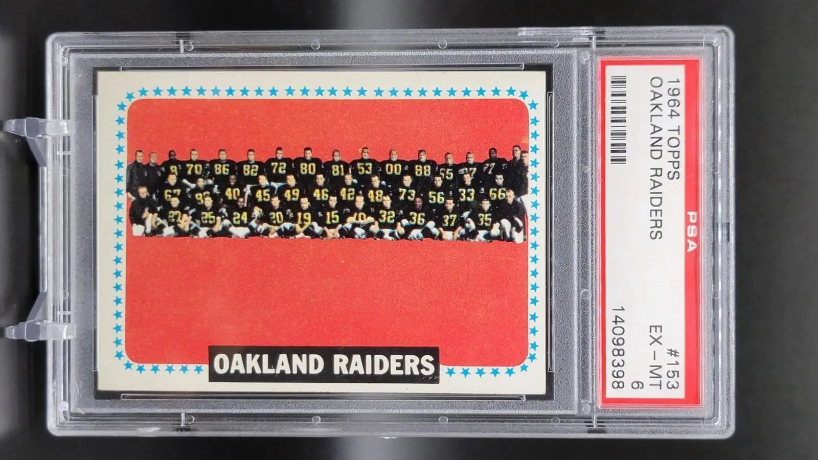 Oakland Raiders 1964 Topps Team Card 153 PSA 6