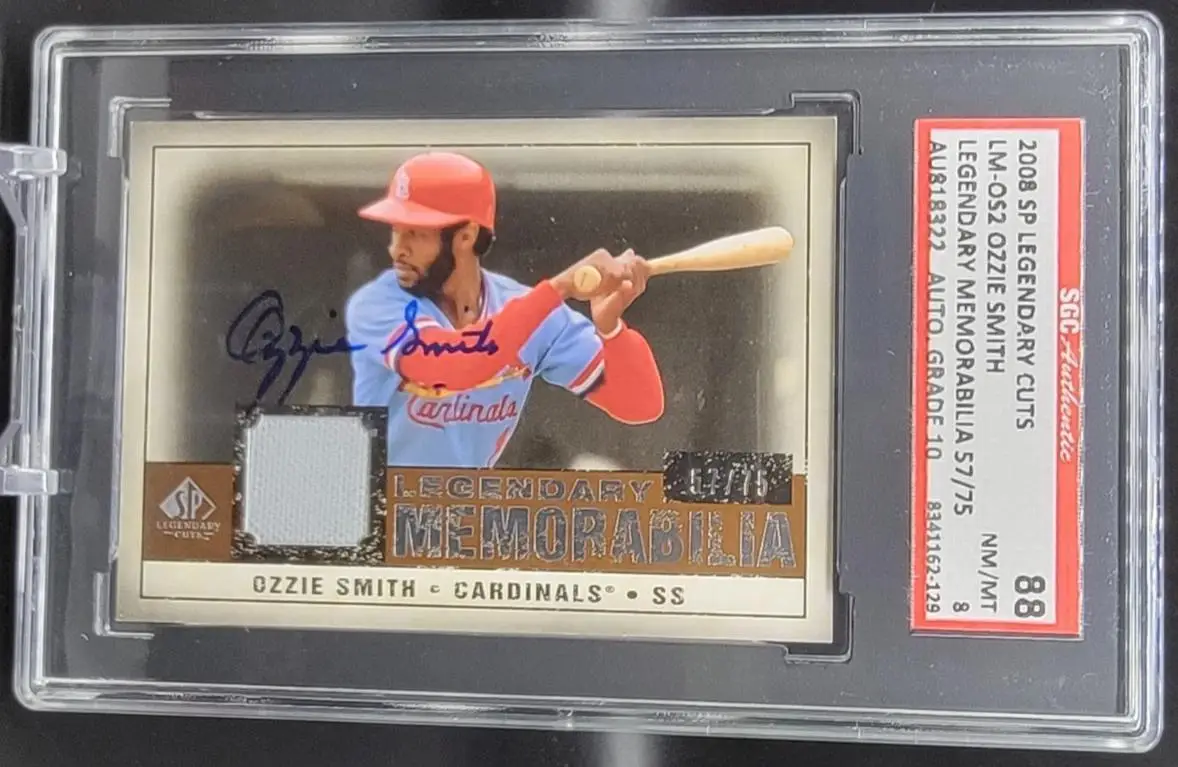 Ozzie Smith Signed 2008 SP Legendary Cuts /75 St. Louis Cardinals LM-0S2 SGC 8