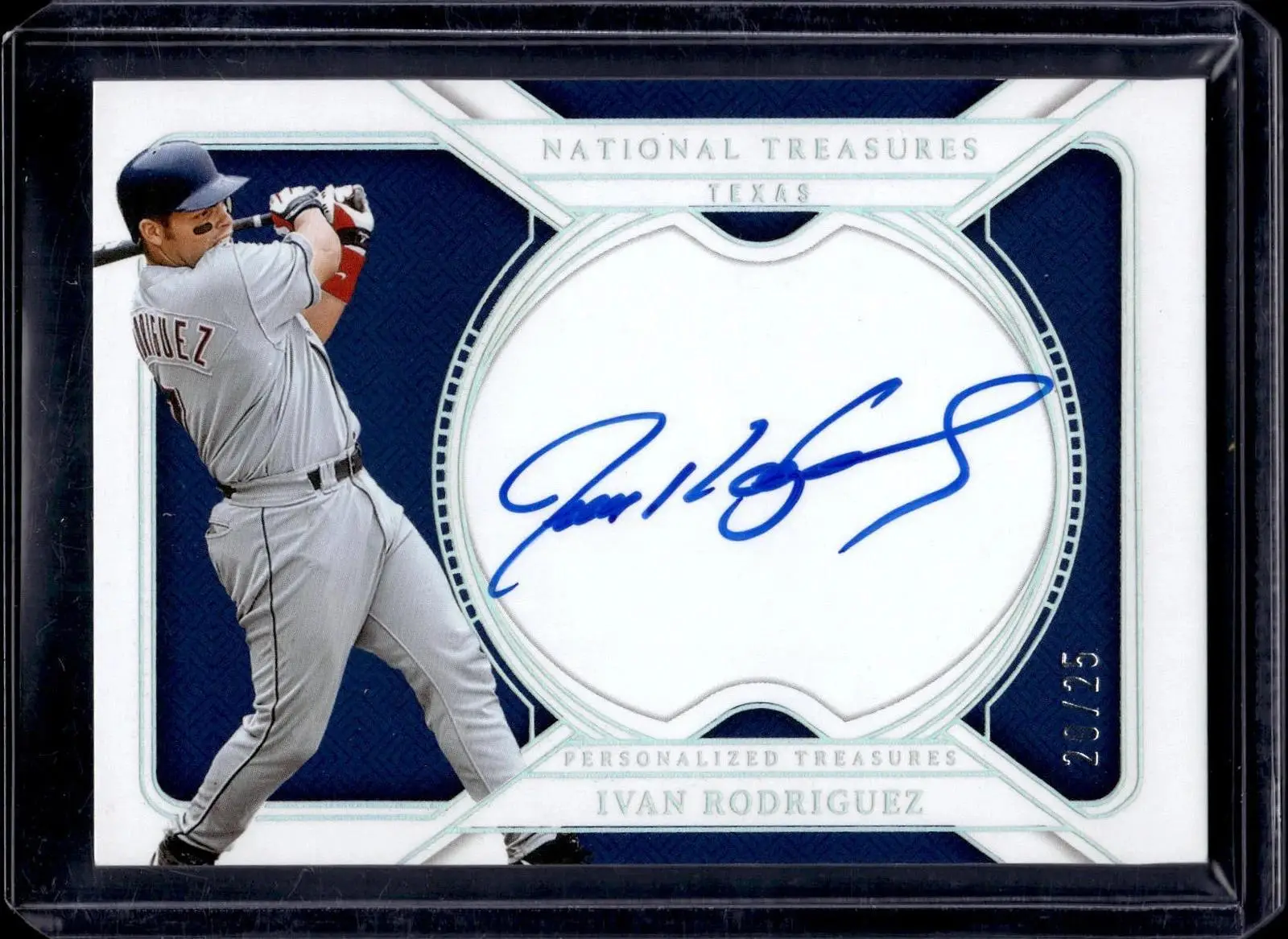 Ivan Rodriguez 2025 National Treasures Personalized Silver Auto /25 Rangers