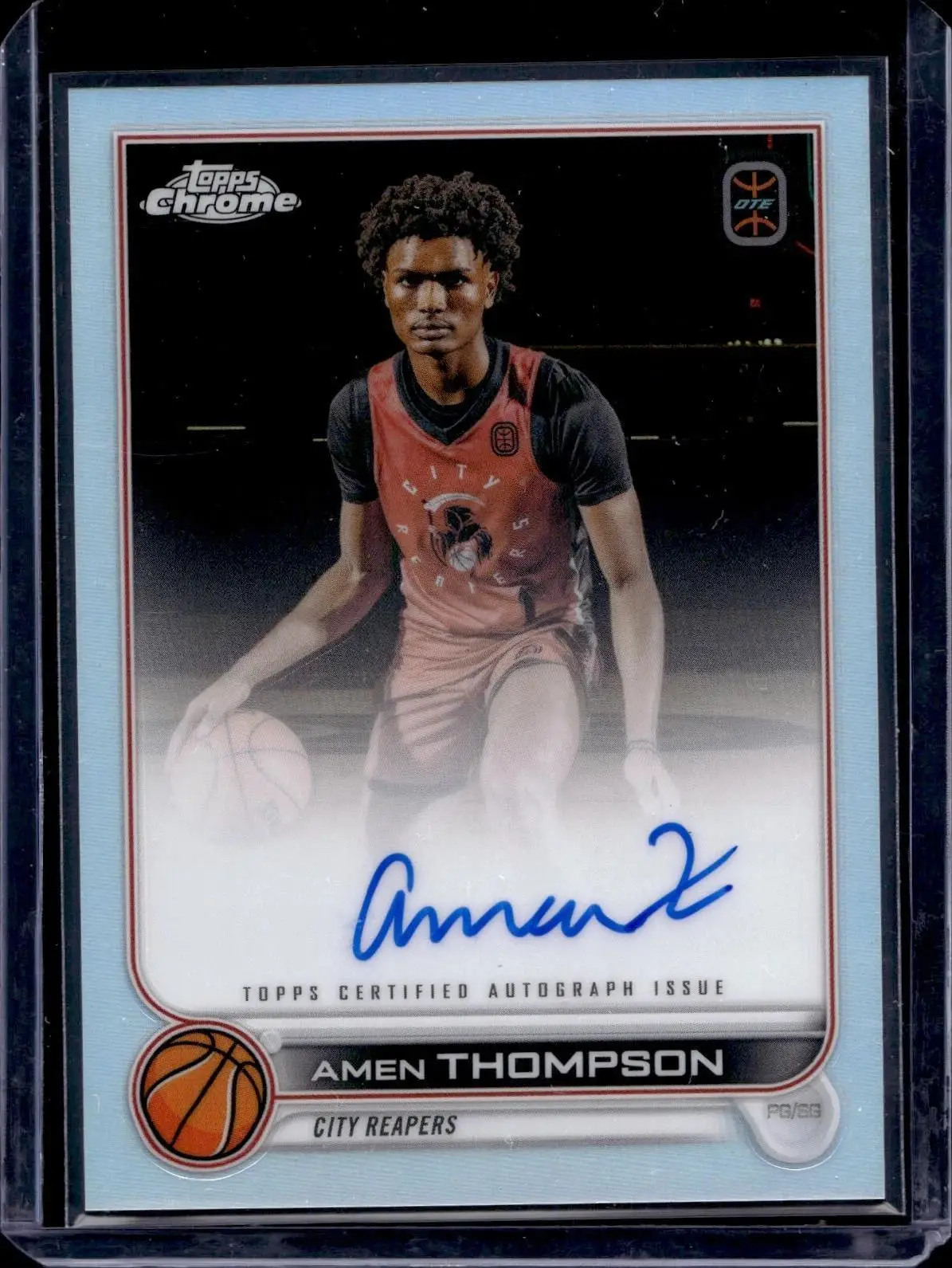 Amen Thompson 2022-23 Topps Chrome Overtime Elite Chrome Auto City Reapers