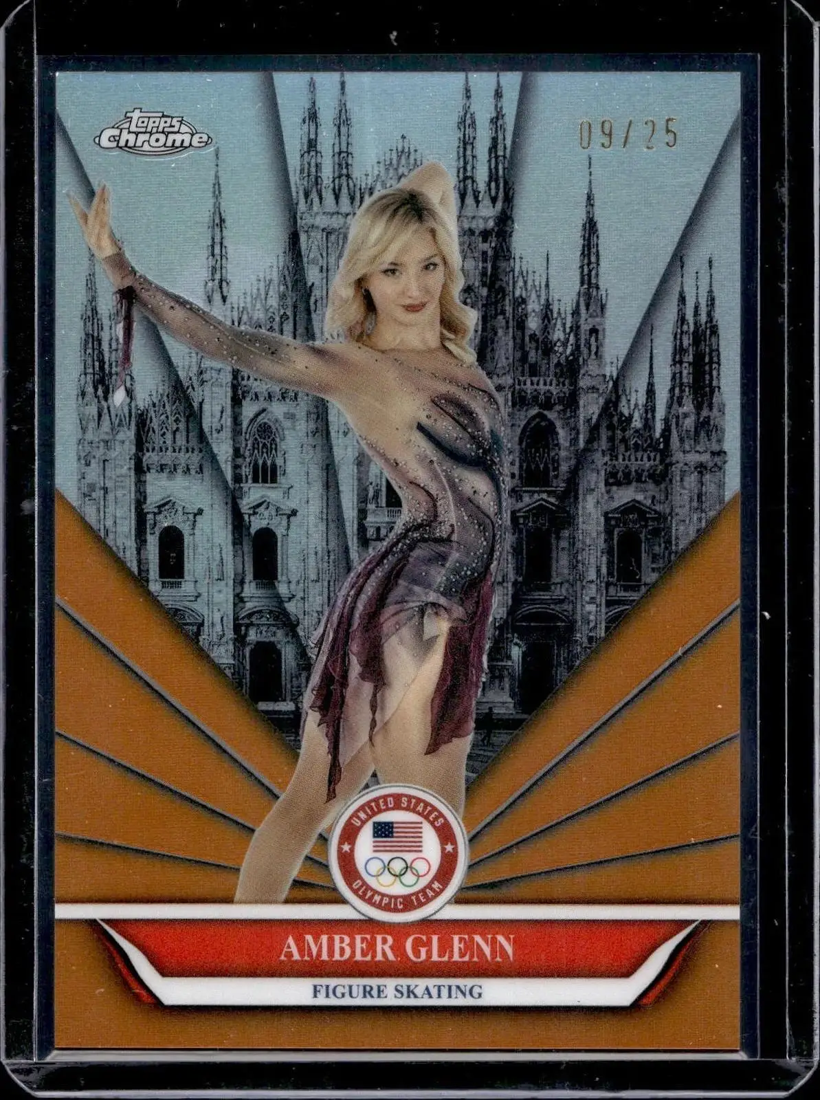 Amber Glenn 2026 Topps Chrome U.S. Winter Olympic Buongiorno Orange /25